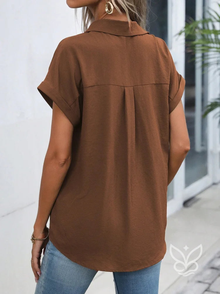 Blusa Gola Lapela Com Manga Morcego Curta Blusa Gola Lapela Com Manga Morcego Curta