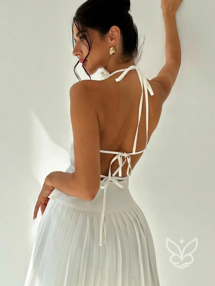 Blusa Halter Com Babados Na Barra E Caimento Casual Blusa Halter Com Babados Na Barra E Caimento Casual