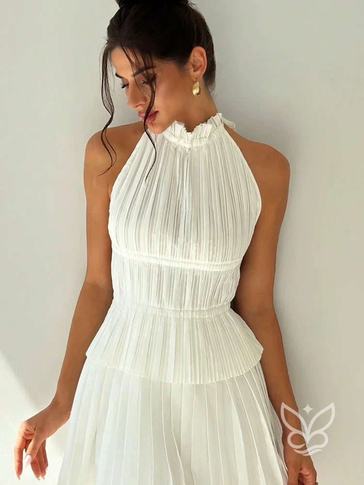 Blusa Halter Com Babados Na Barra E Caimento Casual Blusa Halter Com Babados Na Barra E Caimento Casual