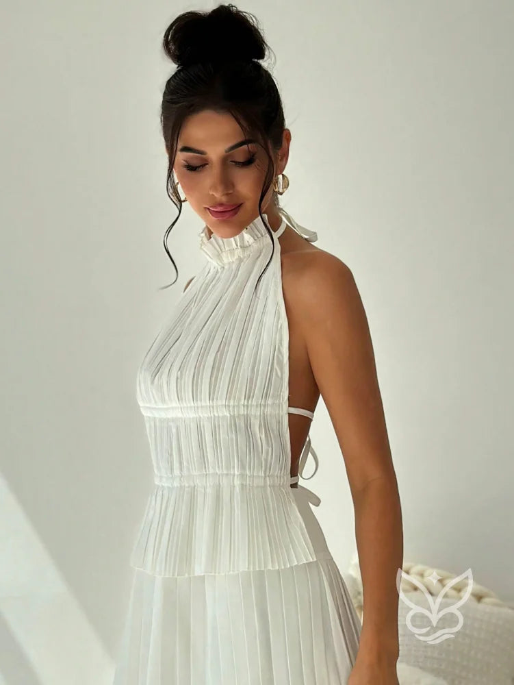 Blusa Halter Com Babados Na Barra E Caimento Casual Branco / PP Blusa Halter Com Babados Na Barra E Caimento Casual