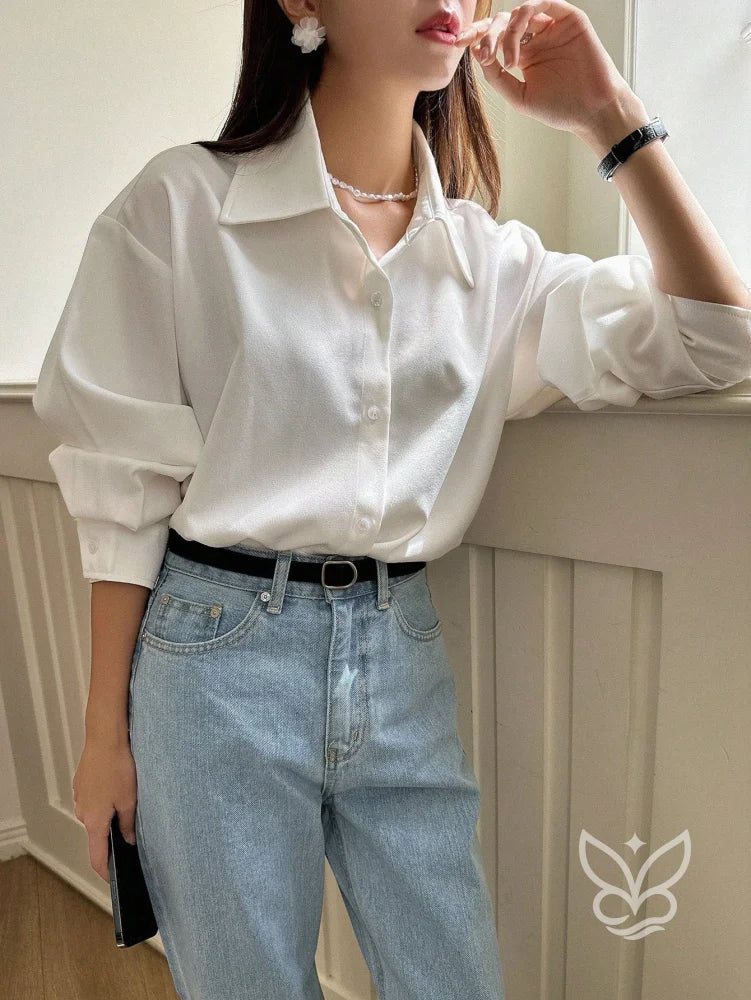 Blusa Listrada Oversized Manga Longa Blusa Listrada Oversized Manga Longa