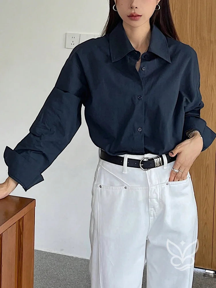 Blusa Listrada Oversized Manga Longa Blusa Listrada Oversized Manga Longa