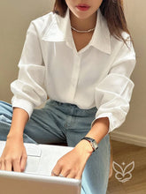 Blusa Listrada Oversized Manga Longa Branco / PP Blusa Listrada Oversized Manga Longa
