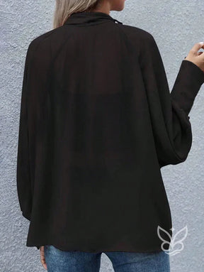 Blusa Manga Longa Com Gola Laço E Punhos Bufantes Blusa Manga Longa Com Gola Laço E Punhos Bufantes