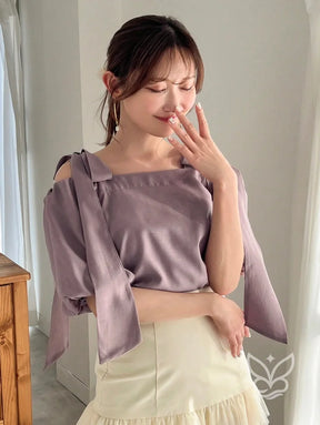 Blusa Ombro Caído Com Amarração E Caimento Fluido Vinho / PP Blusa Ombro Caído Com Amarração E Caimento Fluido