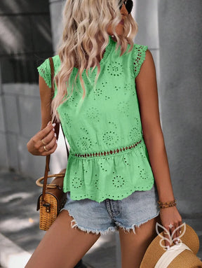 Blusa Peplum Com Babados E Decote V Elegante Blusa Peplum Com Babados E Decote V Elegante