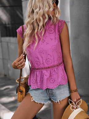 Blusa Peplum Com Babados E Decote V Elegante Blusa Peplum Com Babados E Decote V Elegante