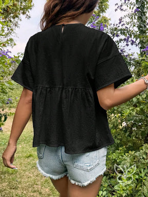 Blusa Peplum com Caimento Solto e Gola Redonda Blusa Peplum com Caimento Solto e Gola Redonda