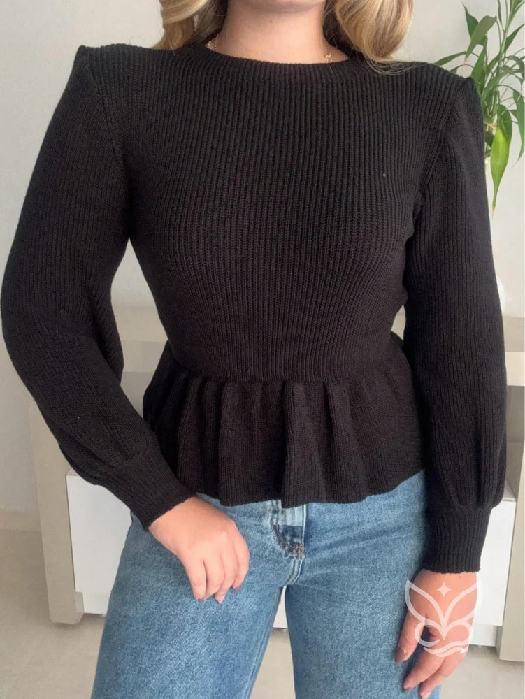 Blusa Peplum Modal Com Babados E Caimento Ajustado Blusa Peplum Modal Com Babados E Caimento Ajustado