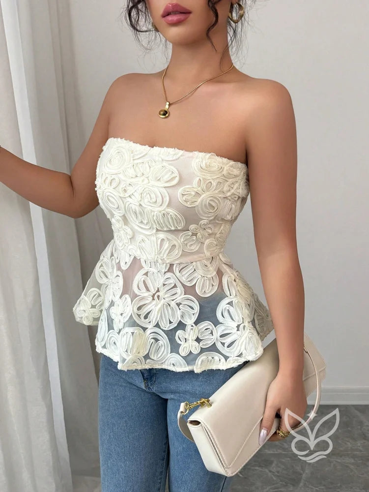 Blusa Peplum Sem Manga Cintura Franzida E Barra Em Camadas Blusa Peplum Sem Manga Cintura Franzida E Barra Em Camadas