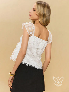 Blusa Peplum Texturizada Com Transparência E Babados Blusa Peplum Texturizada Com Transparência E Babados