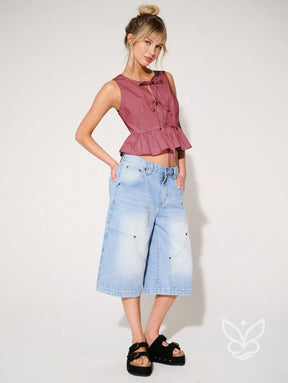 Blusa Regata Com Babado E Amarração Frontal Blusa Regata Com Babado E Amarração Frontal
