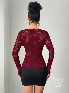 Blusa Renda Floral Com Borda Ondulada E Sem Bojo Blusa Renda Floral Com Borda Ondulada E Sem Bojo