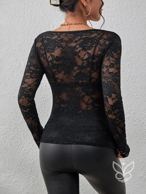 Blusa Renda Floral Com Borda Ondulada E Sem Bojo Blusa Renda Floral Com Borda Ondulada E Sem Bojo