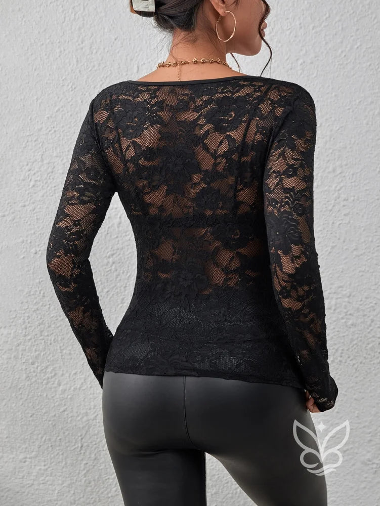 Blusa Renda Floral Com Borda Ondulada E Sem Bojo Blusa Renda Floral Com Borda Ondulada E Sem Bojo