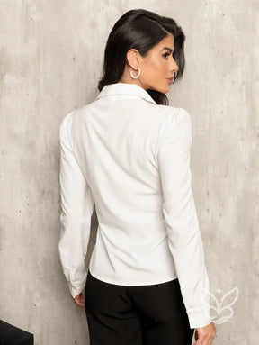 Blusa Social com Manga Longa e Leve Volume nos Ombros Blusa Social com Manga Longa e Leve Volume nos Ombros