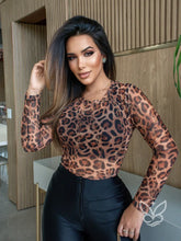 Blusa Tule Estampada Com Manga Longa E Decote Redondo Animal Print / PP Blusa Tule Estampada Com Manga Longa E Decote
