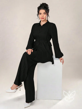 Conjunto Alfaiataria Blusa Botões Frente E Calça Conjunto Alfaiataria Blusa Botões Frente E Calça