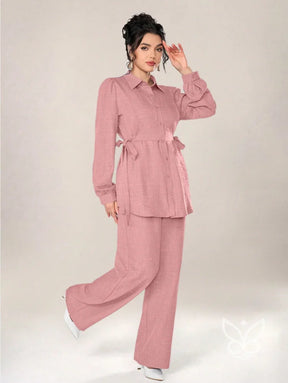 Conjunto Alfaiataria Blusa Botões Frente E Calça Rosa Bebê / PP Conjunto Alfaiataria Blusa Botões Frente E Calça