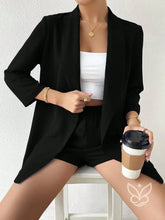 Conjunto Alfaiataria Com Blazer Encorpado E Shorts Clássico Preto / PP Conjunto Alfaiataria Com Blazer Encorpado E