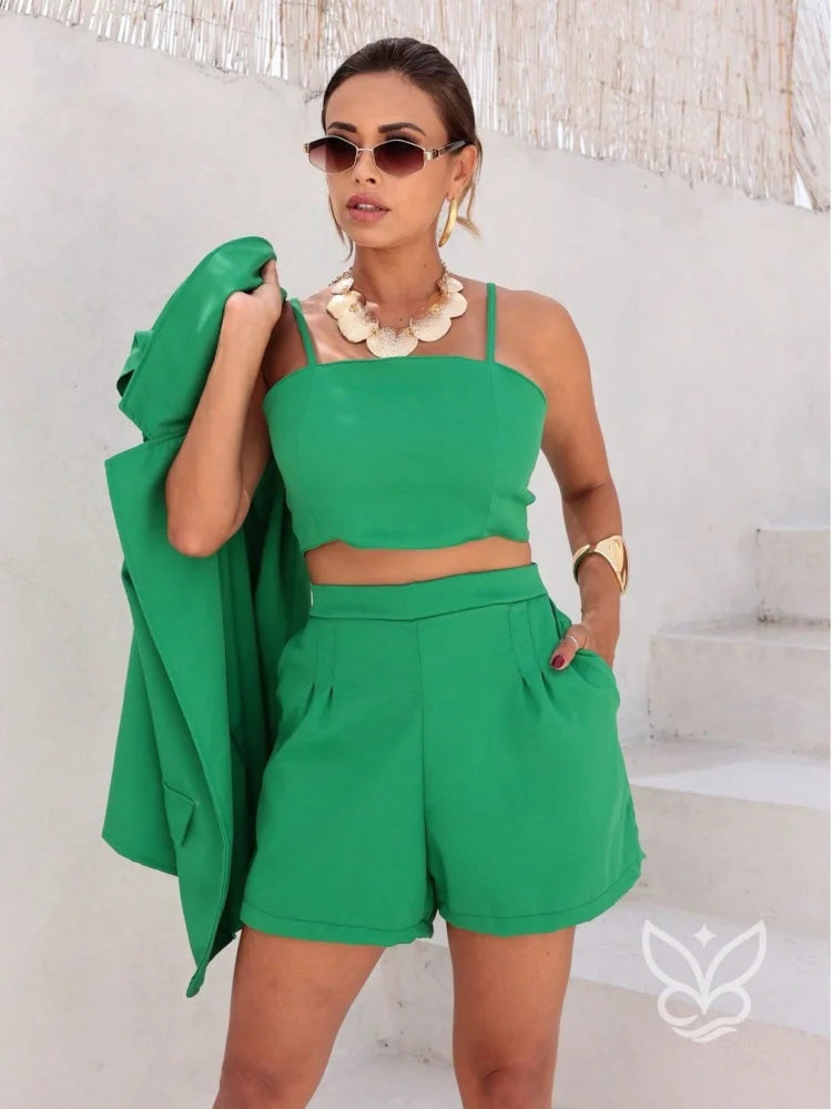 Conjunto Alfaiataria Com Blazer Sem Mangas E Top Reto Conjunto Alfaiataria Com Blazer Sem Mangas E Top Reto