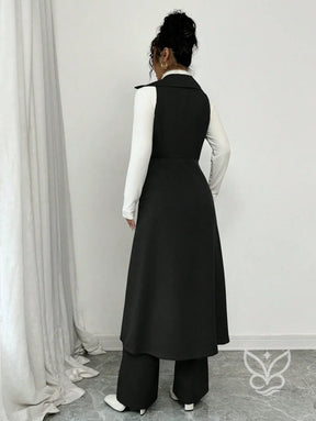 Conjunto Alfaiataria Com Colete Alongado E Calça Pantalona Conjunto Alfaiataria Com Cropped Manga Bufante E Saia Curta