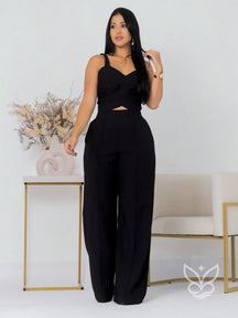 Conjunto Alfaiataria Com Regata De Alças Largas E Calça Pantalona Preto / PP Conjunto Alfaiataria Com Regata De Alças