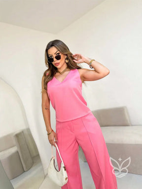Conjunto Alfaiataria Com Regata E Calça Pantalona Flare Conjunto Alfaiataria Com Regata E Calça Pantalona Flare