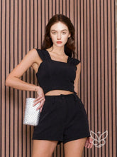 Conjunto Alfaiataria Com Top De Alças Largas E Shorts Ajustados Preto / PP Conjunto Alfaiataria Com Top De Alças Largas