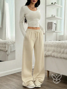 Conjunto Athleisure Com Cropped Manga Longa E Calça Jogger Damasco / PP Conjunto Athleisure Com Cropped Manga Longa E