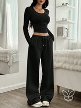 Conjunto Athleisure Com Cropped Manga Longa E Calça Jogger Preto / PP Conjunto Athleisure Com Cropped Manga Longa E