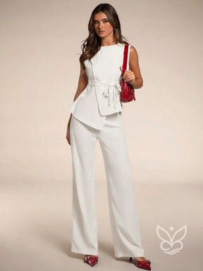 Conjunto Blazer Colete Assimétrico E Calça Social Branco / PP Conjunto Blazer Colete Assimétrico E Calça Social