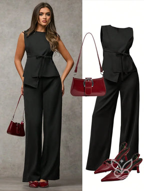 Conjunto Blazer Colete Assimétrico E Calça Social Preto / PP Conjunto Blazer Colete Assimétrico E Calça Social