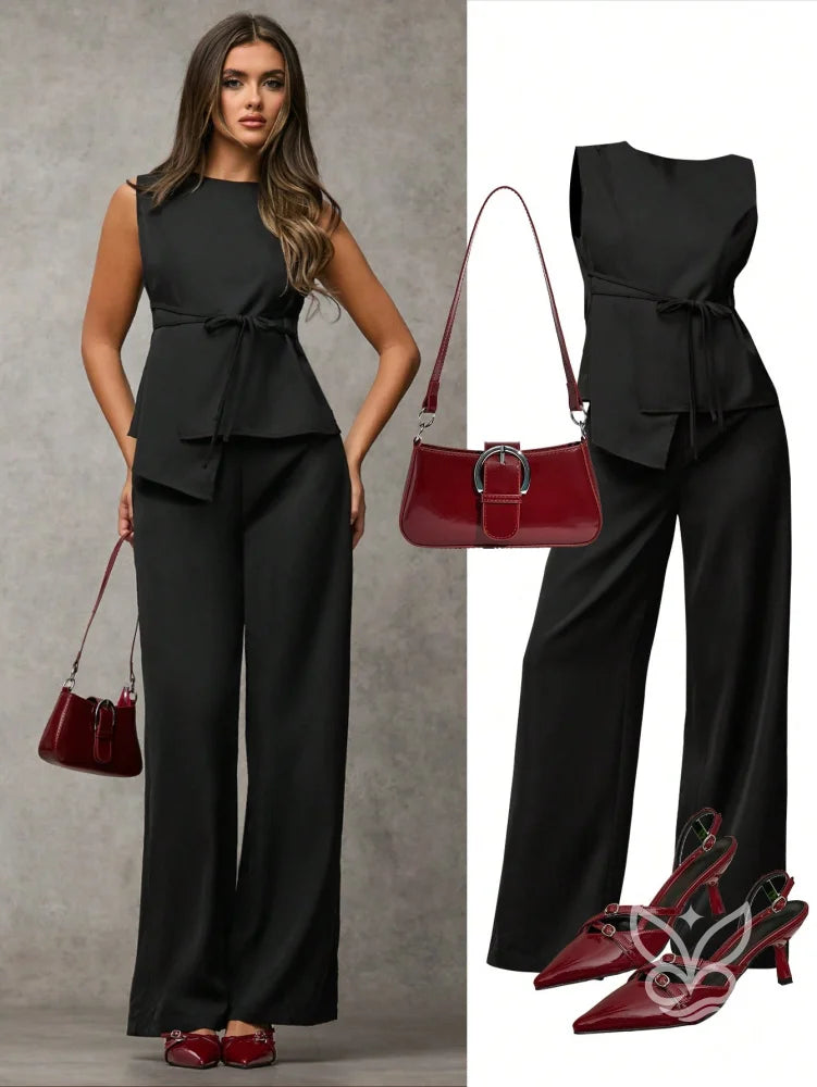 Conjunto Blazer Colete Assimétrico E Calça Social Preto / PP Conjunto Blazer Colete Assimétrico E Calça Social