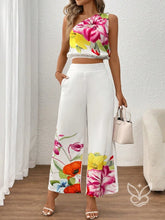 Conjunto Blusa Cropped E Calça Pantacourt Estilo Casual Chic Estampa 1 / PP Conjunto Blusa Cropped E Calça Pantacourt