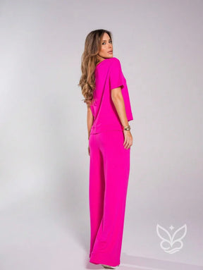 Conjunto Blusa Manga Curta Com Calça Flare Conjunto Blusa Manga Curta Com Calça Flare