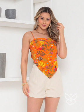 Conjunto Camisa Amarração Nas Costas E Shorts Com Zíper Bege / PP Conjunto Camisa Amarração Nas Costas E Shorts Com