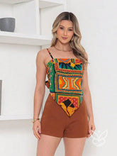 Conjunto Camisa Amarração Nas Costas E Shorts Com Zíper Castanho / PP Conjunto Camisa Amarração Nas Costas E Shorts Com