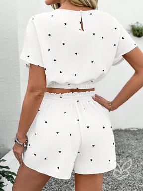 Conjunto Camisa Estampada Com Shorts Solto Conjunto Camisa Estampada Com Shorts Solto