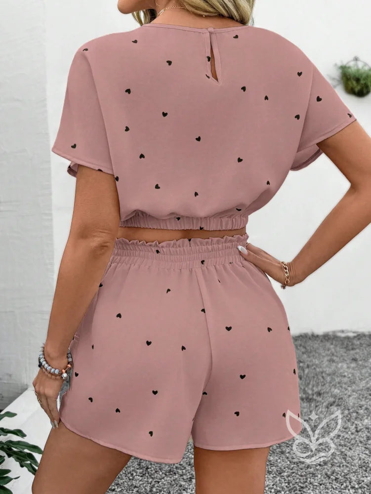 Conjunto Camisa Estampada Com Shorts Solto Conjunto Camisa Estampada Com Shorts Solto