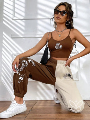 Conjunto Camisola Estampada E Calça Moletom Bicolor Conjunto Camisola Estampada E Calça Moletom Bicolor