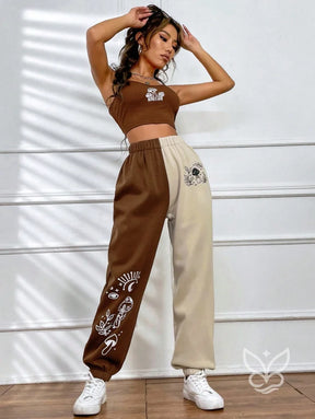 Conjunto Camisola Estampada E Calça Moletom Bicolor Conjunto Camisola Estampada E Calça Moletom Bicolor