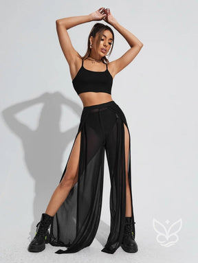 Conjunto Camisola Lisa Com Calça Pantalona Fenda Preto / PP Conjunto Camisola Lisa Com Calça Pantalona Fenda