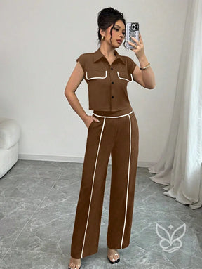 Conjunto Casual Blazer Abotoado E Calça Relaxada Conjunto Casual Blazer Abotoado E Calça Relaxada
