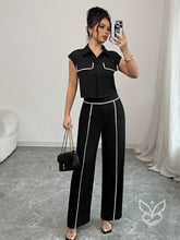 Conjunto Casual Blazer Abotoado E Calça Relaxada Preto / PP Conjunto Casual Blazer Abotoado E Calça Relaxada