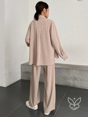 Conjunto Casual Blusa Manga Curta E Calça Flare Conjunto Casual Blusa Manga Curta E Calça Flare