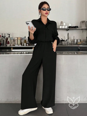 Conjunto Casual Blusa Manga Curta E Calça Flare Conjunto Casual Blusa Manga Curta E Calça Flare