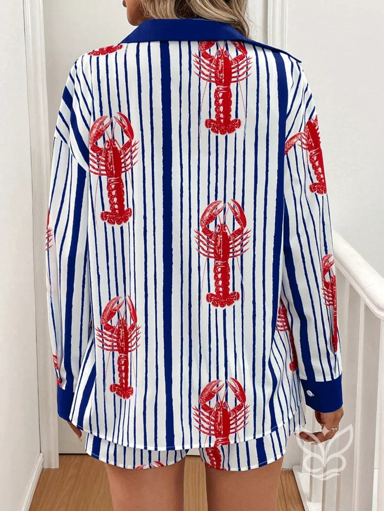 Conjunto Casual Com Camisa Oversized Estampada E Shorts Soltos Conjunto Casual Com Camisa Oversized Estampada E Shorts