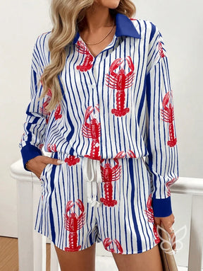 Conjunto Casual Com Camisa Oversized Estampada E Shorts Soltos Conjunto Casual Com Camisa Oversized Estampada E Shorts