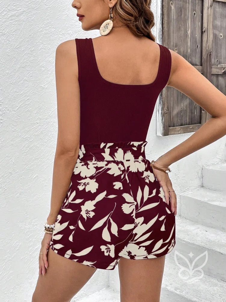 Conjunto Casual Regata De Alças Largas E Shorts Estampados Conjunto Casual Regata De Alças Largas E Shorts Estampados